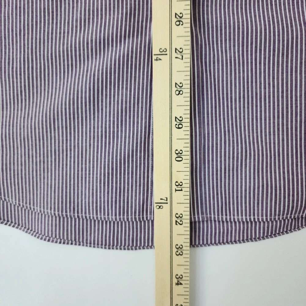 Stafford Travel Performance Dress Shirt Mens XL Purple White Stripe Button Down